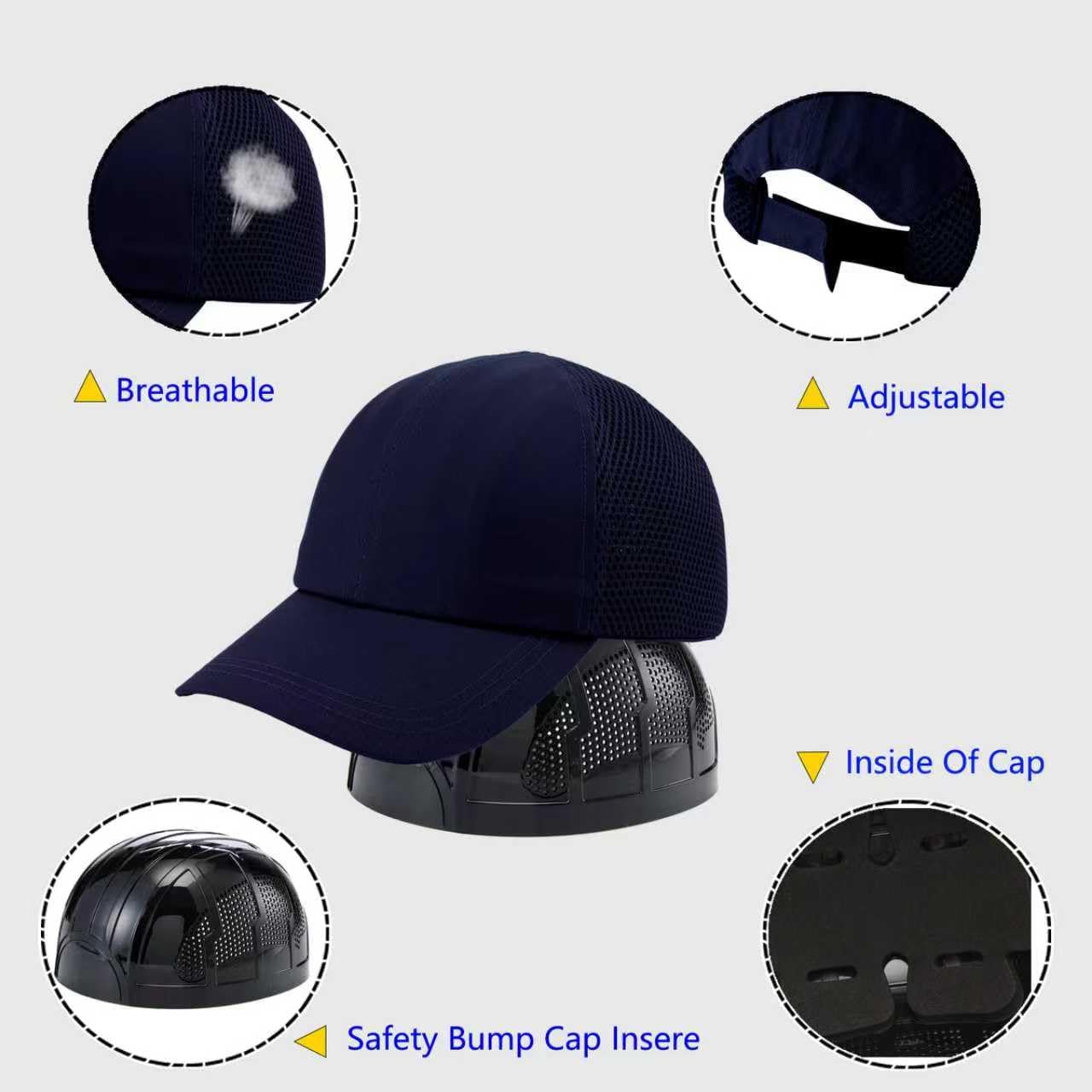 Lightweight Hard Hat Safety Bump Cap Safety Hard Hat Head Protection Cap Breathable Baseball Hat Style Comfortable Head Protection Hat for Work