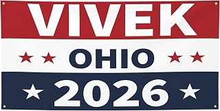 2x4 Ft Vivek Ramaswamy for Ohio Governor 2026 Banner Signs Vivek for Governor Banners for Outside with 4 Metal Grommets‌
