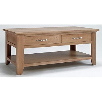 Hallowood Camberley 4 Drawer Large Coffee Table In Light Oak Finish Solid Wooden Rectangular Shaped Lounge Storage Unit Ca6114 Amazon Co Uk Kitchen Home