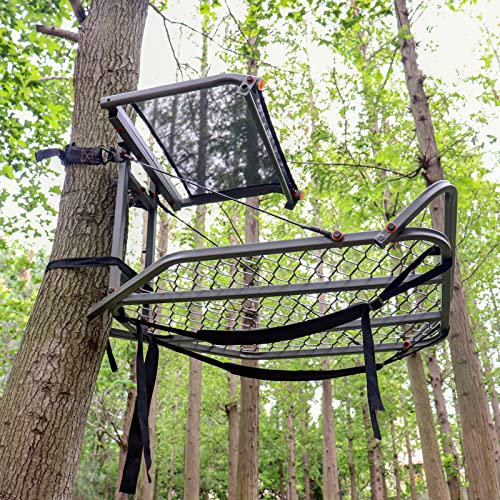 Wdsystin Treestands Medium Mesh Hang-On Treestand | Single-Person Hunting Ladderstand | Steel Climbing Tree Stand | Max 300Lbs #TOP5