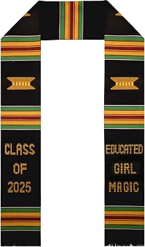 Educated Girl Magic Graduation Stole 2025 | Black Girl Magic Saole | Black Nurse Matter Sash | Kente Stole Class of 2025 | Kente Graduation Stole 2025 | Authentic African Art