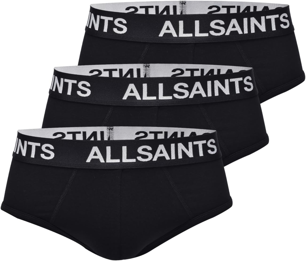 AllSaints mens Standard 3pk Organic Cotton Brief (Contour Pouch)