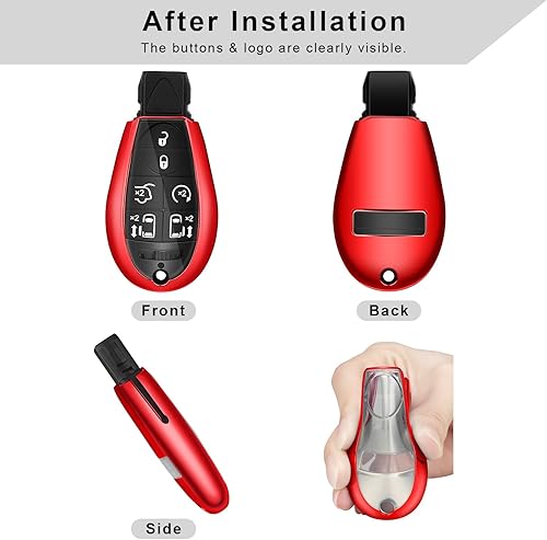 Miniatura 8 de QBUC Funda para llavero Dodge con llavero de TPU compatible con Dodge Ram Jeep Chrysler modelos accesorios 2008-2018 (plateado)