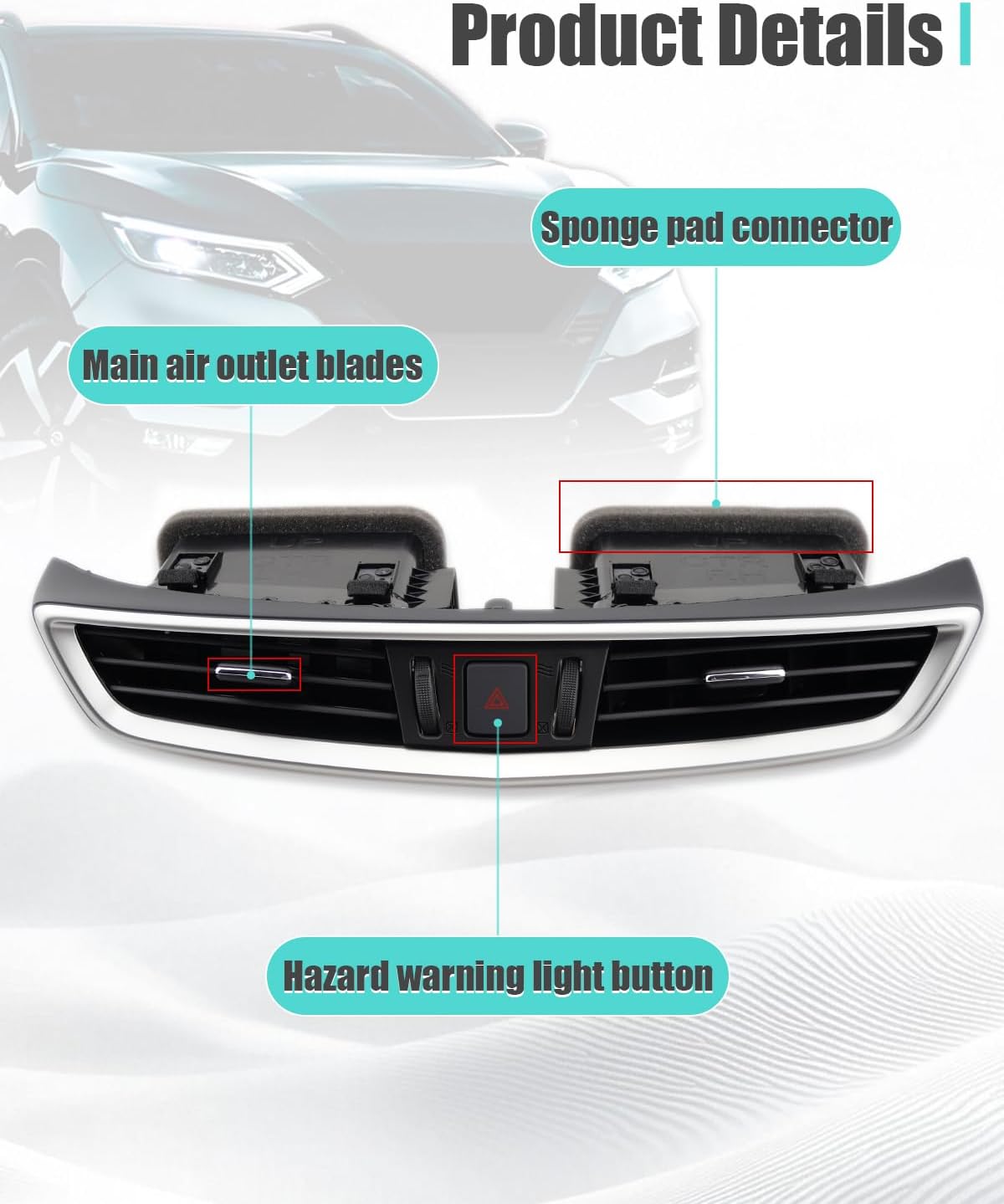 68750-6MA0A Center Dash A/C Dashboard AC Outlet Air Vent Panel Fit for Nissan Rogue 2014-2020 Rogue Sport 2017-2022, Replace 687506MA0A 68750-6FL0A 687506FL0A 68750-5HA0A 687505HA0A