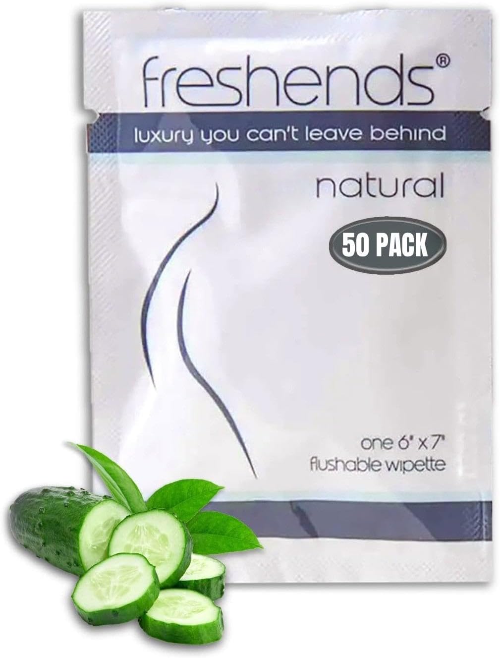 Freshends Luxurious Towelette Bundle Flushable Wipes for Adults – Personal Care Bathroom, Individually Packed Wet Tissues – Travel Wipes (50-Pack, Gray/Blue)