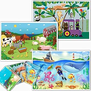 Animal Disposable Placemats for Baby - Farm, Ocean Life, Zoo Train - Sticky