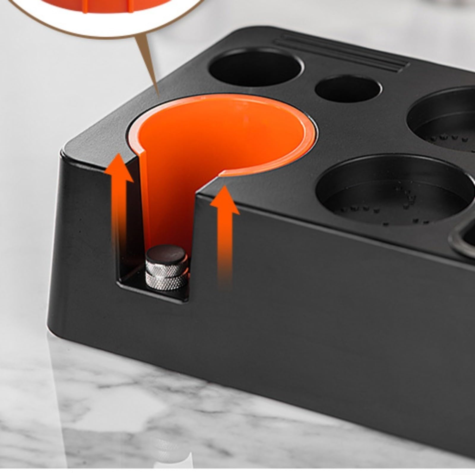 Espresso-Klopfbox mit rutschfestem Boden, Kaffee-Werkzeug für 51/53/58 mm Siebträger, ABS-Material, 32 x 14,8 x 7,5 cm, Schwarz, ultimatives Kaffee-Zubehör