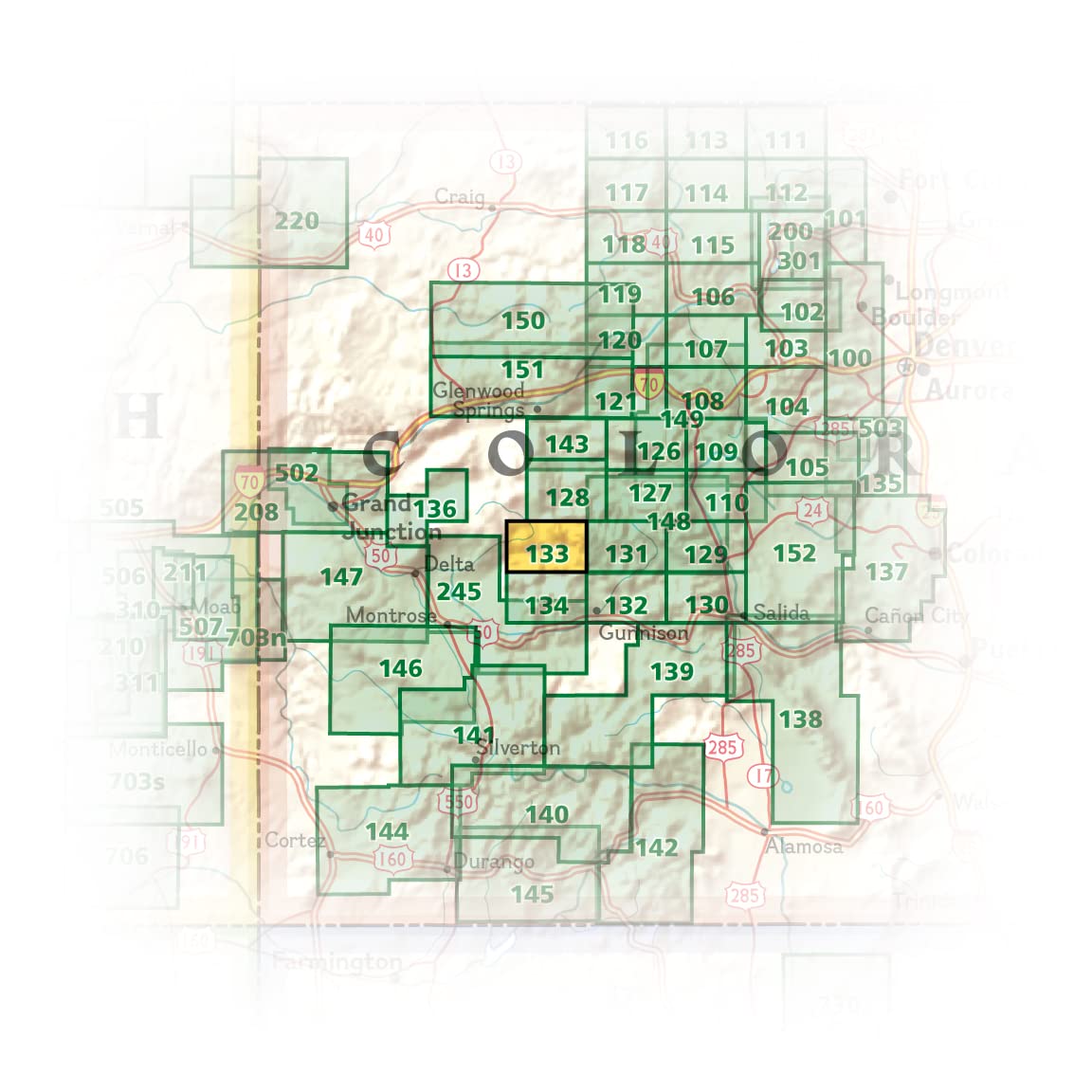 Kebler Pass, Paonia Reservoir Map (National Geographic Trails Illustrated Map, 133) - Image 6