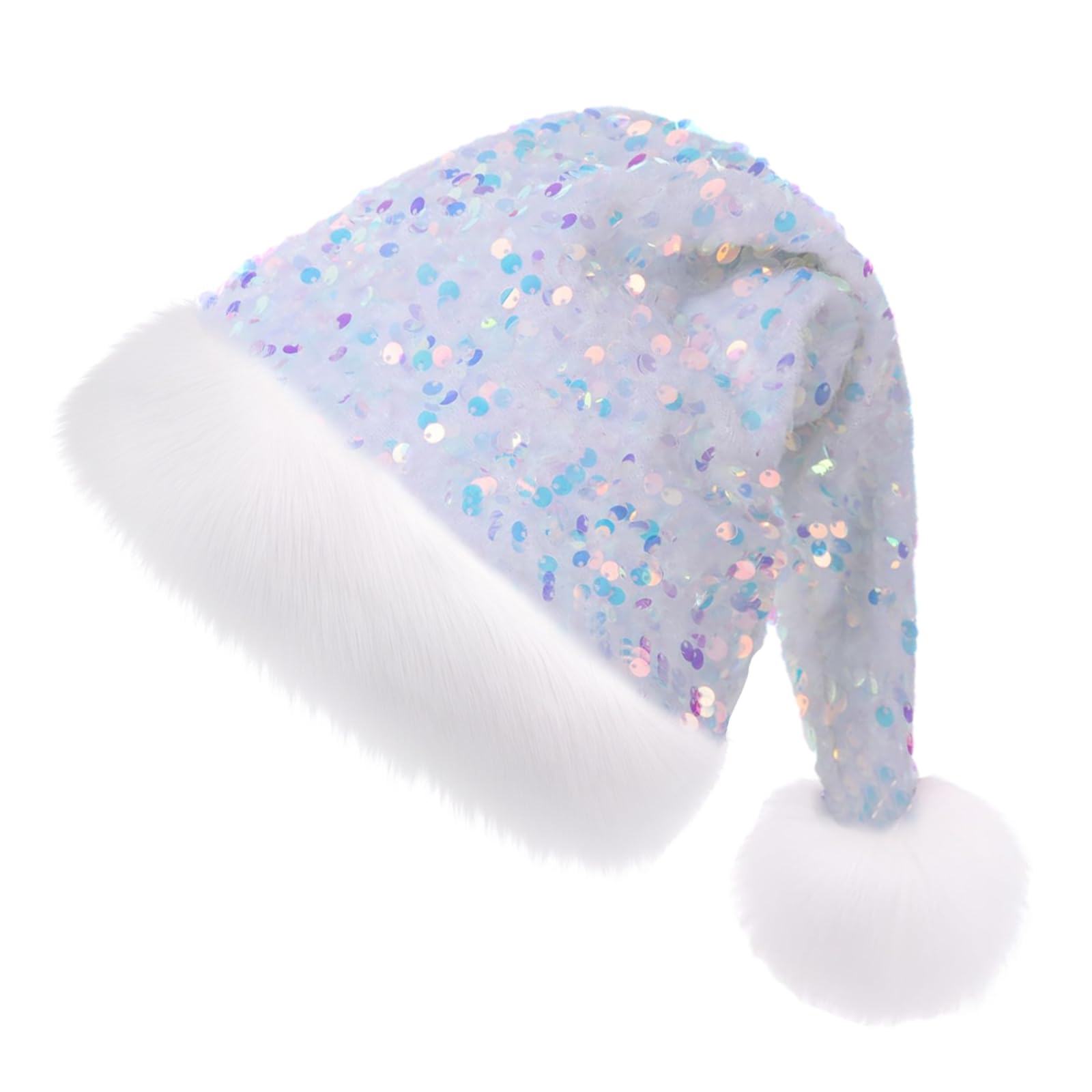 Ausejopeac Purple Christmas Hat for adults,Personalized Purple Sequin Santa Hat Xmas Super for Xmas Holiday New Year Party