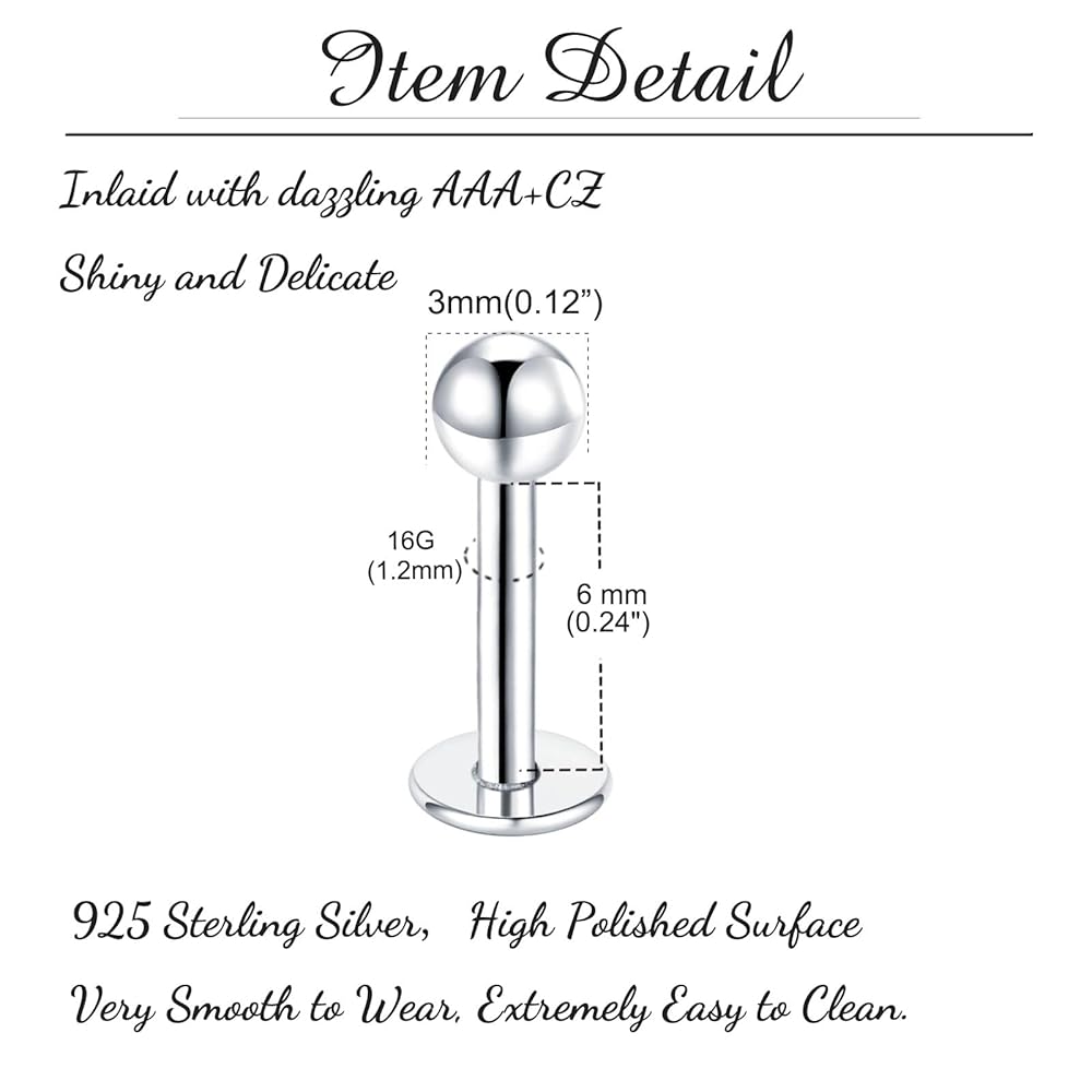 925 Sterling Silber Lippenpiercing - Helix & Tragus Stecker Mit Schmetterling 6-10mm