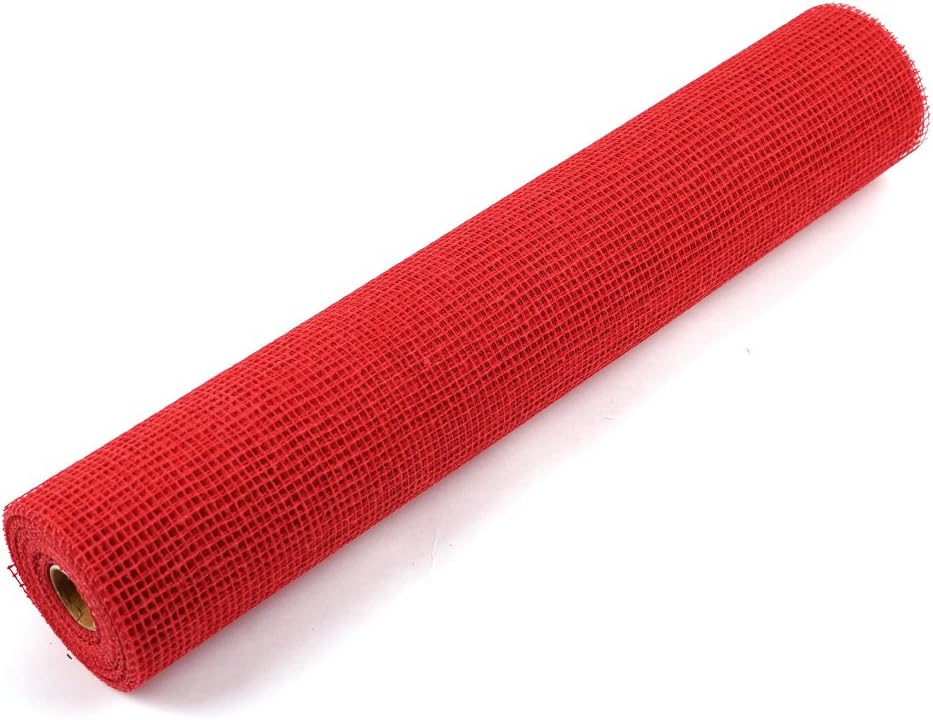 BOZA Natural Jute Floral Decorative Flower Wrapping Mesh Fabric Paper Cotton Material, Elasticity and Flexible, Red, 53 cm X 10 yard (Each Roll) NJ-07