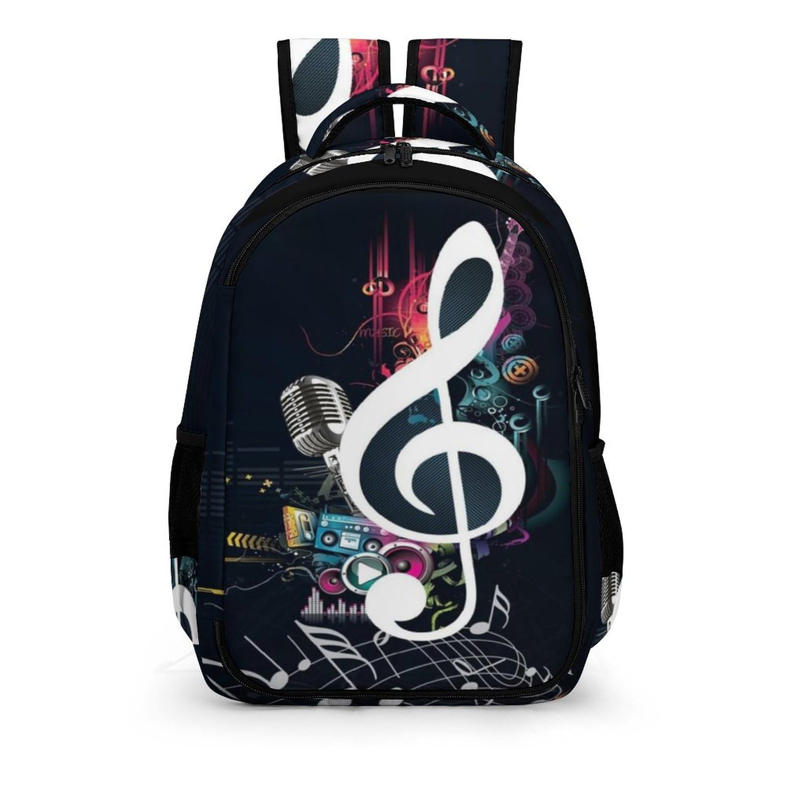 Tagesrucksack, Notenmusik-Rucksack, Rucksack mit Taschen für Wandern, Camping, Reisen, Musiknoten, One size
