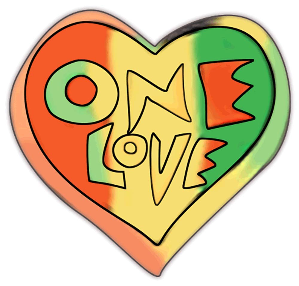 Peace Resource ProjectOne Love Heart - Rasta Reggae Enamel Jacket Hat Backpack Purse Lapel Pin (1" X 1")