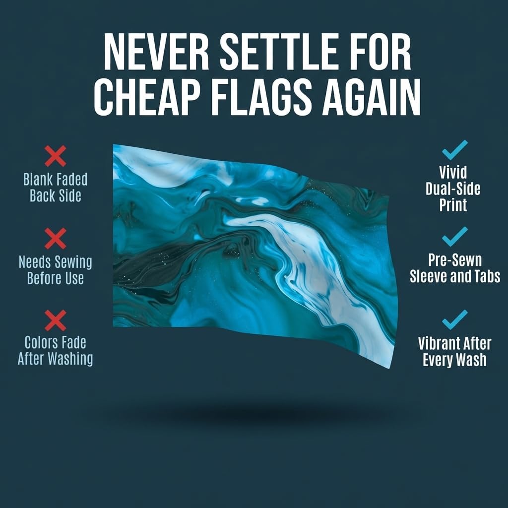 Cousin's Concert Attire Color Guard Swing Flags - Print Visible on Both Sides - Color Guard Flag Silk for Practice & Cheer | Praise Dance Flags for Worship | Lightweight Dancing Flag - Royal Blue Wave