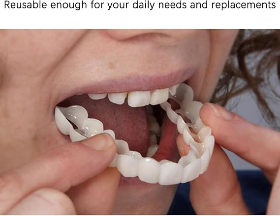 False Teeth 2 Pairs Clip in Veneers Teeth, False Teeth Veneers Top And Bottom, Clip on Veneers Snap on Veneers Teeth Top And Bottom Set, Veneers Teeth for Men Women [Energy Class A]