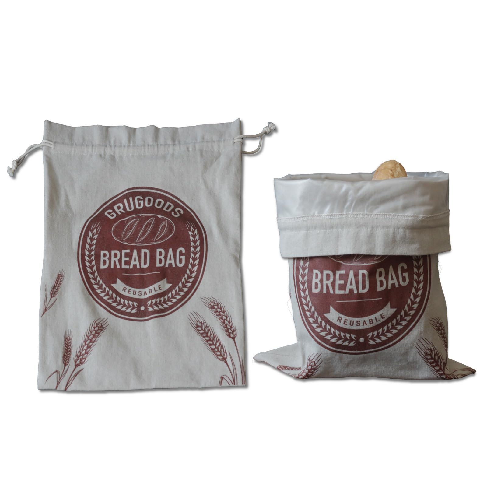 Sacchetti Per Pane In Lino Naturale 40x30 Cm - Traspiranti, Riutilizzabili, Con Cordino Regolabile | Per Conservare Freschezza Più A Lungo