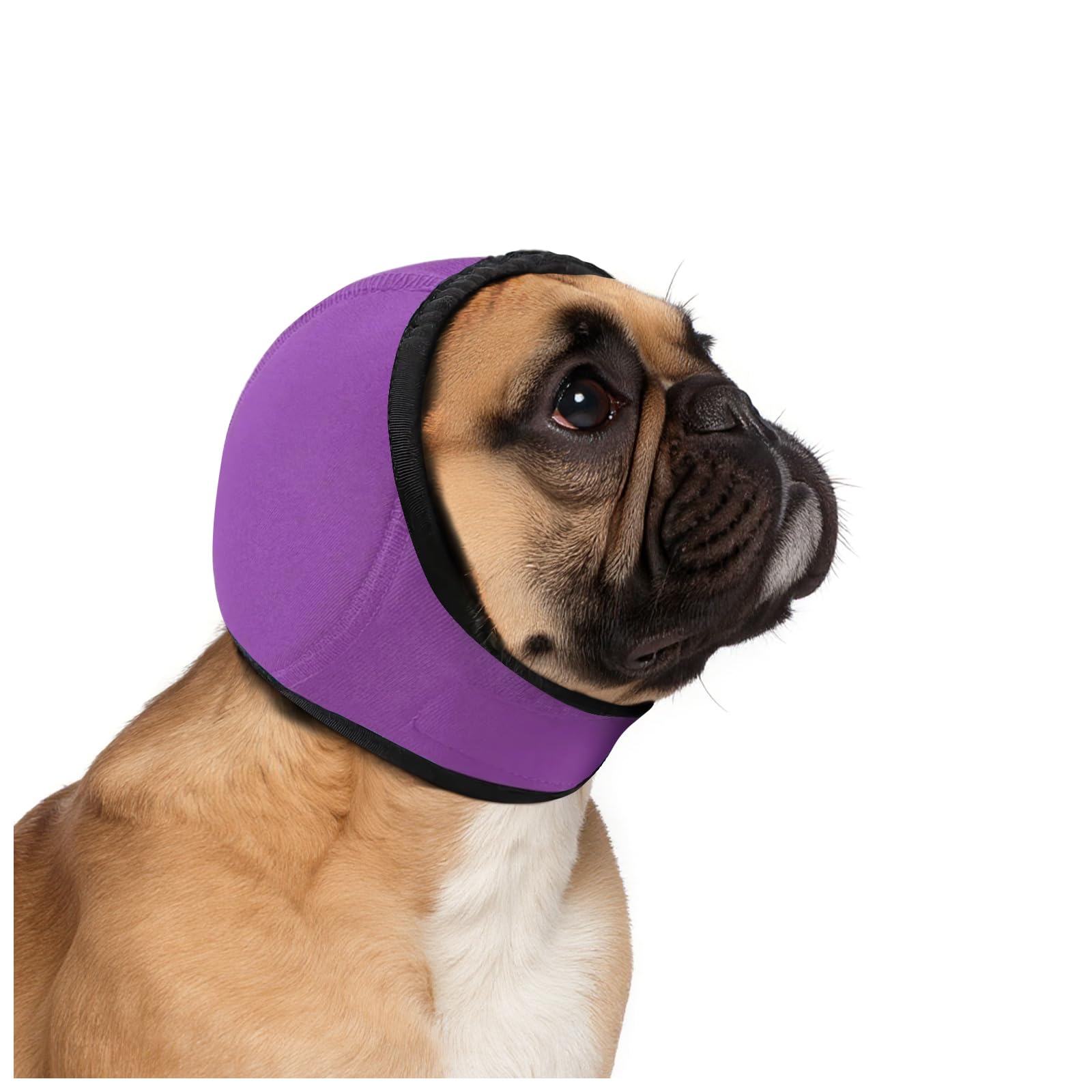 Dog Ear Muffs Noise Protection No-Shake Ear Wrap for Hematoma Care Bathing Drying Swimming Noise Anxiety Relief Purple