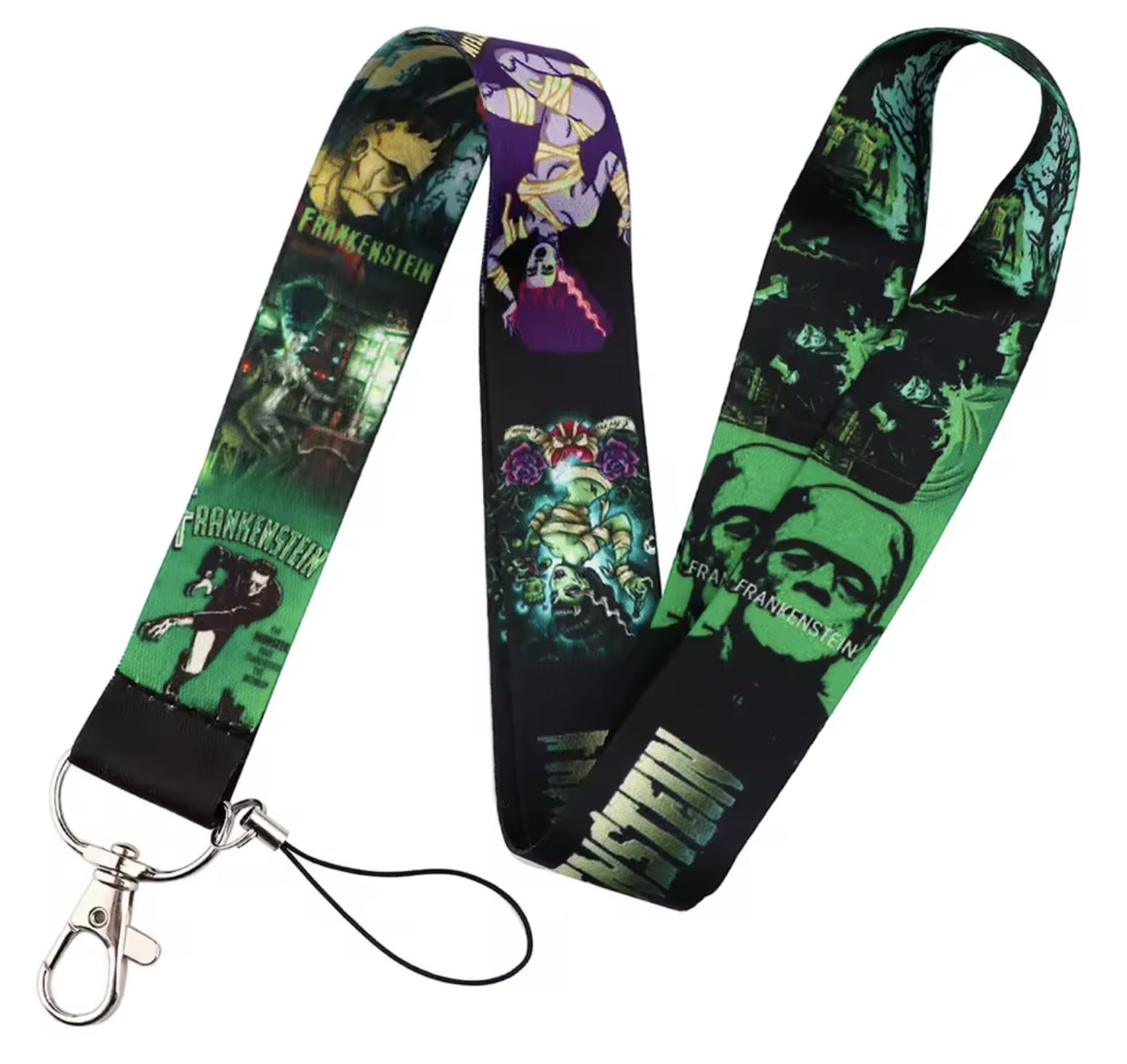Pinstant Frankenstein Monster Bride Classic Horror 17.7" Neck Lanyard Keychain Holder ID Badge Mobile Phone Pin Strap