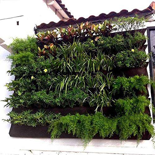 Schwarze Farbe Wandbehang Pflanztaschen 36/72 Taschen Grow Bag Pflanzgefäß Vertikaler Garten Gemüse Living Garden Bag Home Supplies (Color : 64 Pockets 100x100cm)