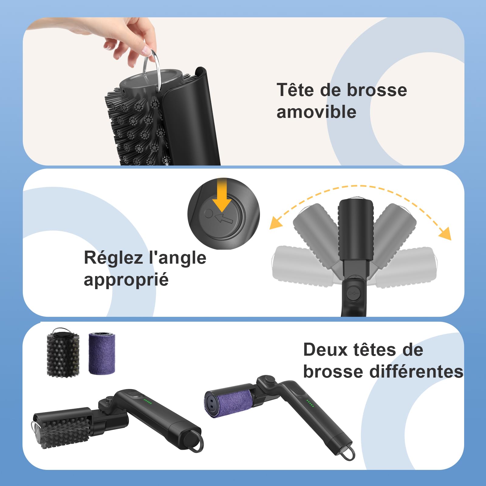 Brosse à Barbecue Électrique sans Fil, 3 Vitesses Réglables, Tête Rotative 180°, Batterie Longue Durée, Brosse en Acier Inoxydable pour Nettoyage Grill Barbecue