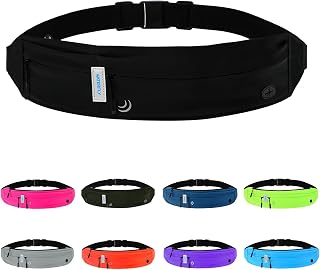 Waterfly Running Belt Fanny Pack - No Bounce Slim Waist Phone Holder for Runners, Joggers, Men Women - Black Water-Resistant