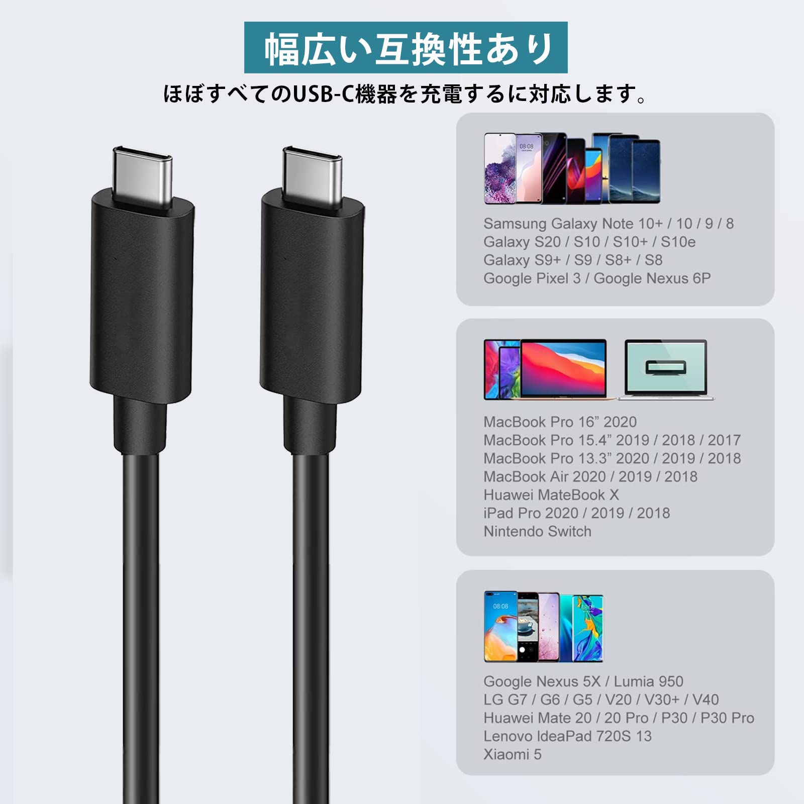 Amazon.co.jp: USB Type C ケーブル 0.3m 1本セット LpoieJun【PD3