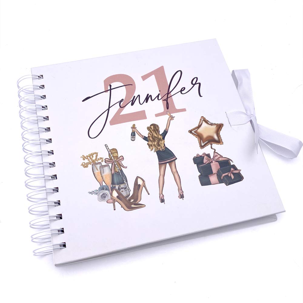 Ukgiftstoreonline White Personalised Any Age Birthday Scrapbook Photo Album Or Guest Book 18Th, 21St, 30Th, 40Th