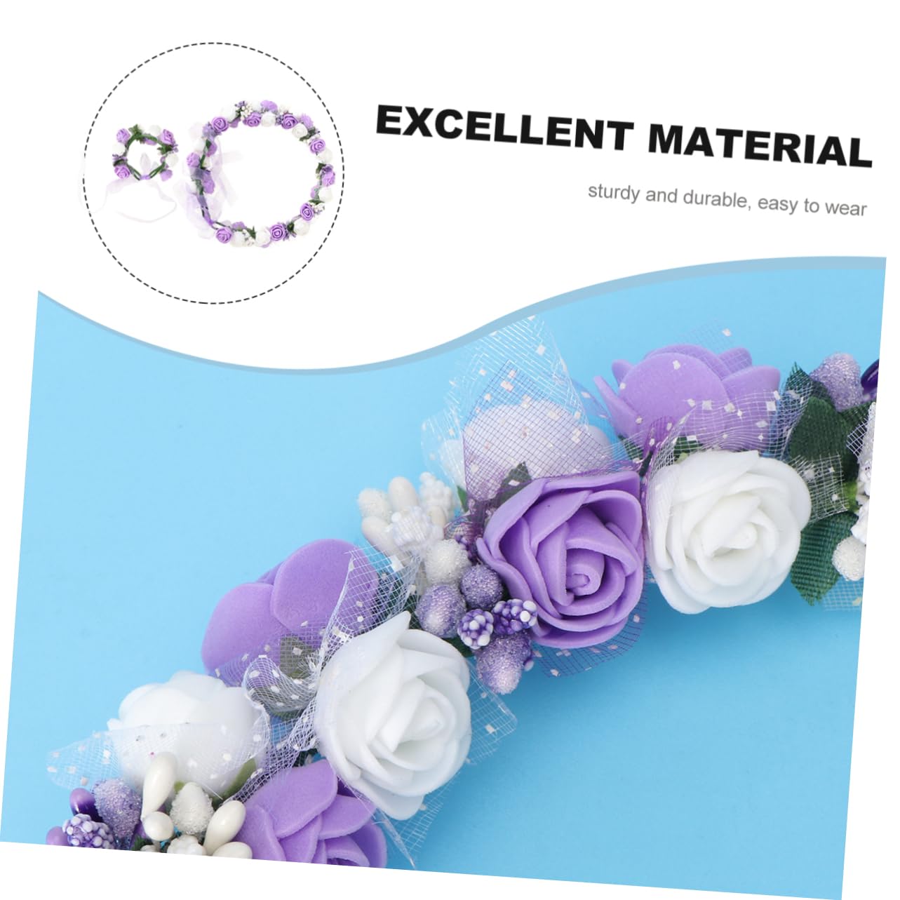 Housoutil 3sätze Handgefertigter Blumenkranz Für Braut Und Brautjungfern Koreanische Wreath Für Urlaub Und Strand Doppelreihe Armband Violett Und Weiß Dekoration Für Hochzeiten Und