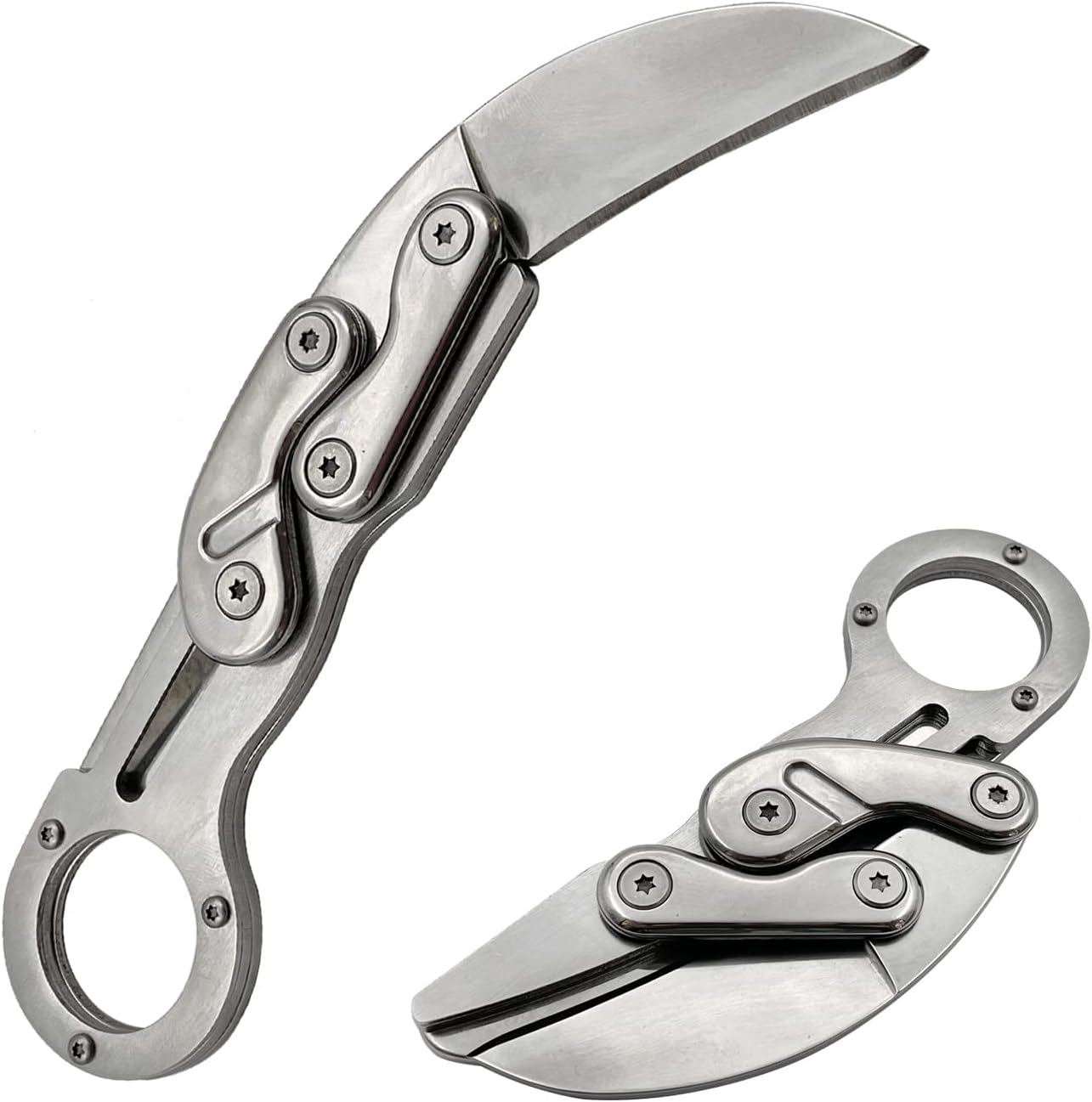 Outdoor Mini Camping Stainless Handle Survival Knife Multifunction Outdoor Tactical Rescue Tools Folding Hunting (new claw knife silver)