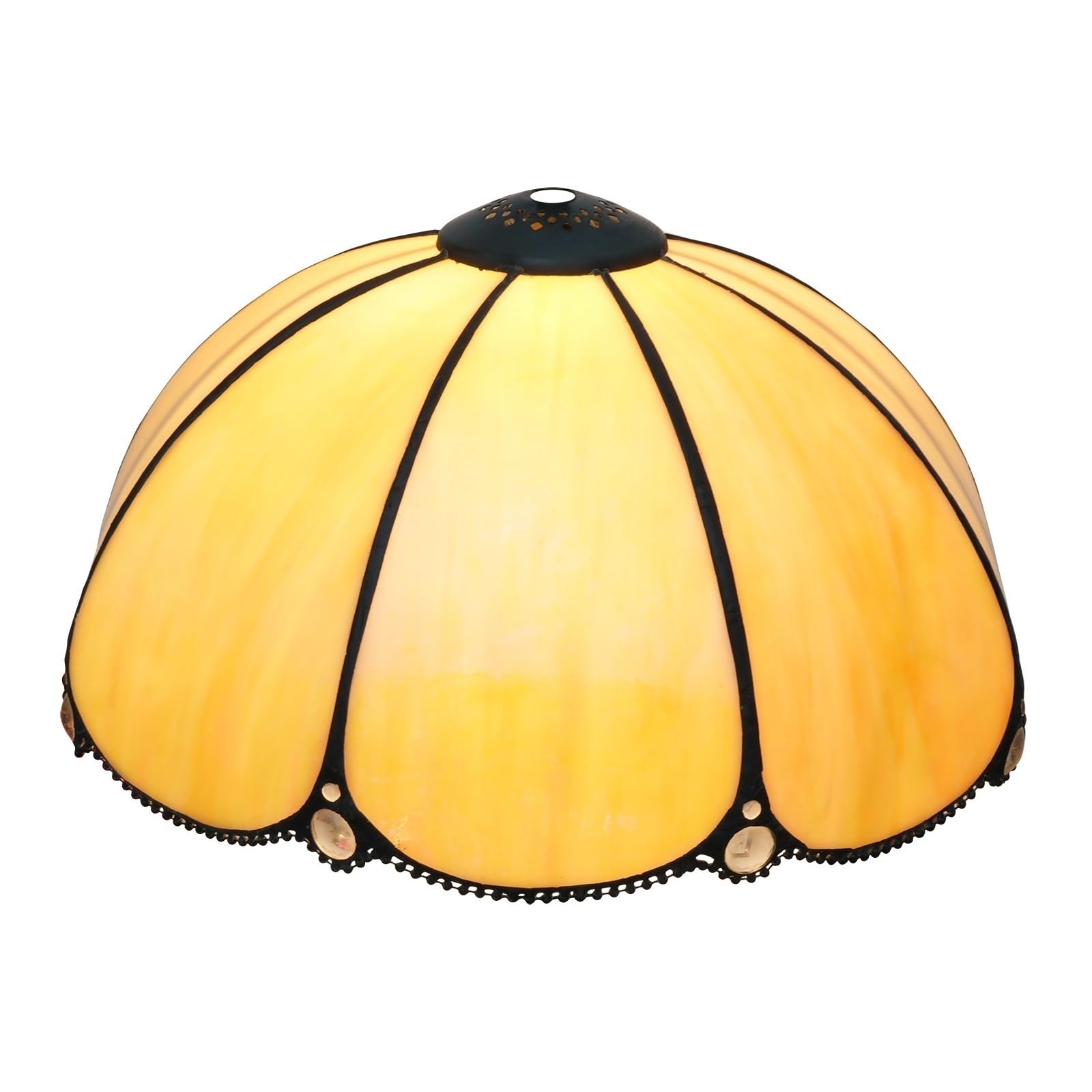 Nur Ersatz for Tiffany-Lampenschirm, 30,5 cm warmer Kürbis-Buntglas-Deckenlampenschirm im Vintage-Stil, Art Deco, for Tischlampen, Stehlampen, Pendelleuchten