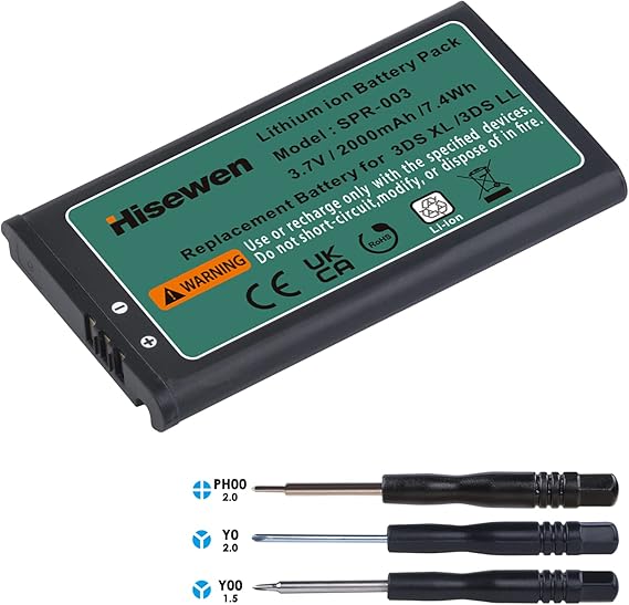 3DS XL Battery, Hisewen 2000mAh SPR003 Replacement Battery Compatible
