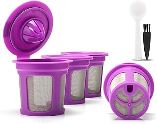 Pacote com 4 cápsulas de café K recarregáveis compatíveis com máquinas de dose única 2.0 K200, K250, K300, K400, K500 e 1.0 Series, filtros de café reutilizáveis com tela inferior de aço inoxidável