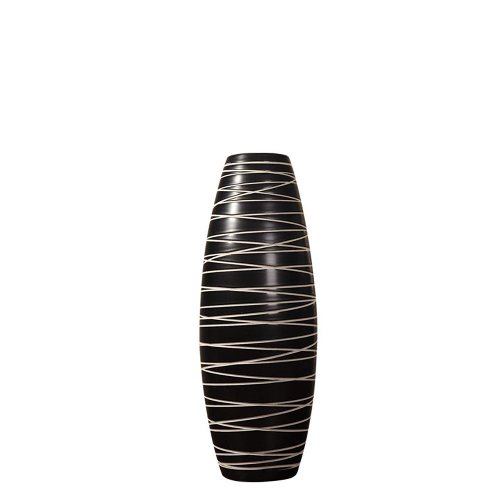 asdchZen Large Floor-Standing Vase In The Living Room, Ceramics Tv Cabinet Decorative Vase Ceramic Ornaments Irregular Stripes Decorative Vase,20 * 60CM