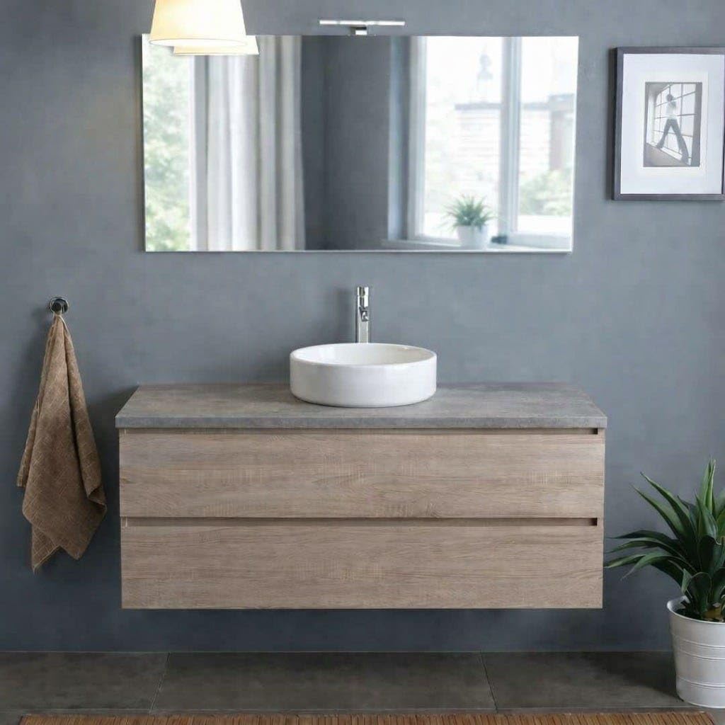 Kiamami Valentina Mobile Bagno Sospeso 120 Cm Rovere Well Top Beton