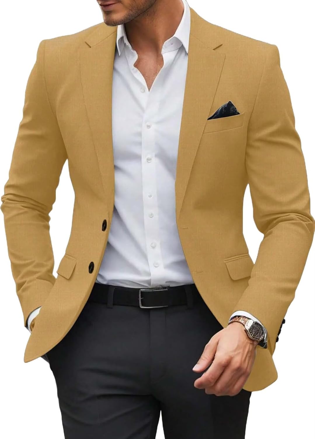Men's Blazer Lightweight Sport Coat Blazer Solid Casual Two Botton Jackets for Men