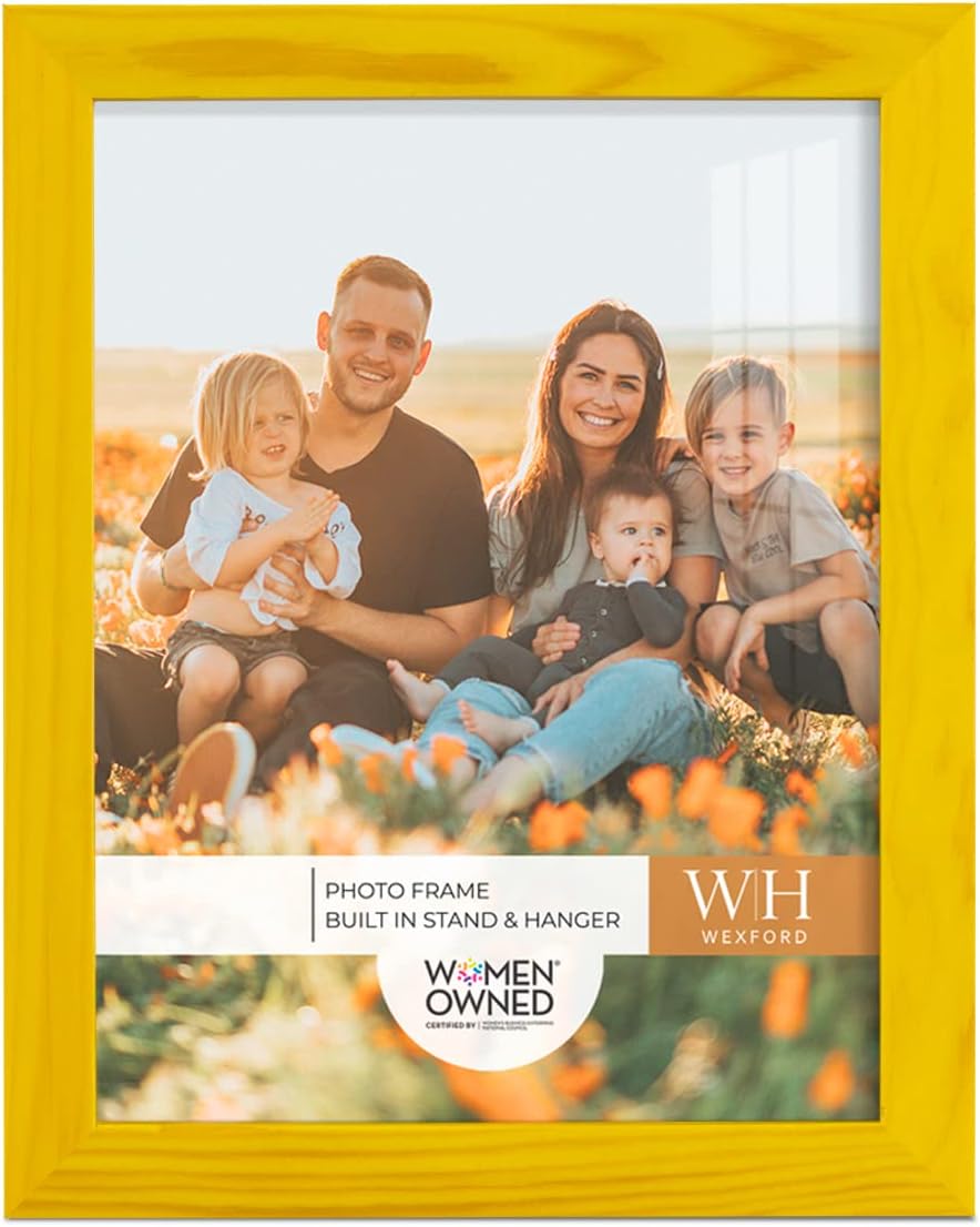 Renditions Gallery8x10 inch Picture Frame Sunflower Yellow Wood Grain Frame, High-end Modern Style, Made of Solid Wood and High Definition Glass for Wall and Tabletop Photo Display