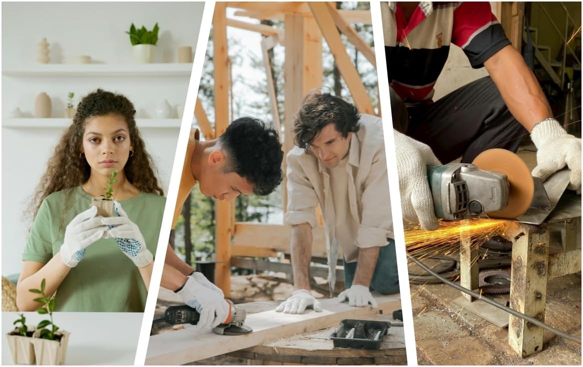 10 Pairs Safety Work Gloves with Anti-Slip Dots - Cotton Material for Mechanics, Industrial, Warehouse, Gardening, and Construction Use - Men & Women - L Size - Image 4