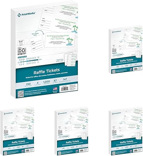 Miniatura 10 de PrintWorks Boletos para rifas, cartulina perforada para boletos con trozos extraíbles, 8.5 x 11, 67lb147gsm, 8 boletos por hoja, 250 hojas, 2000