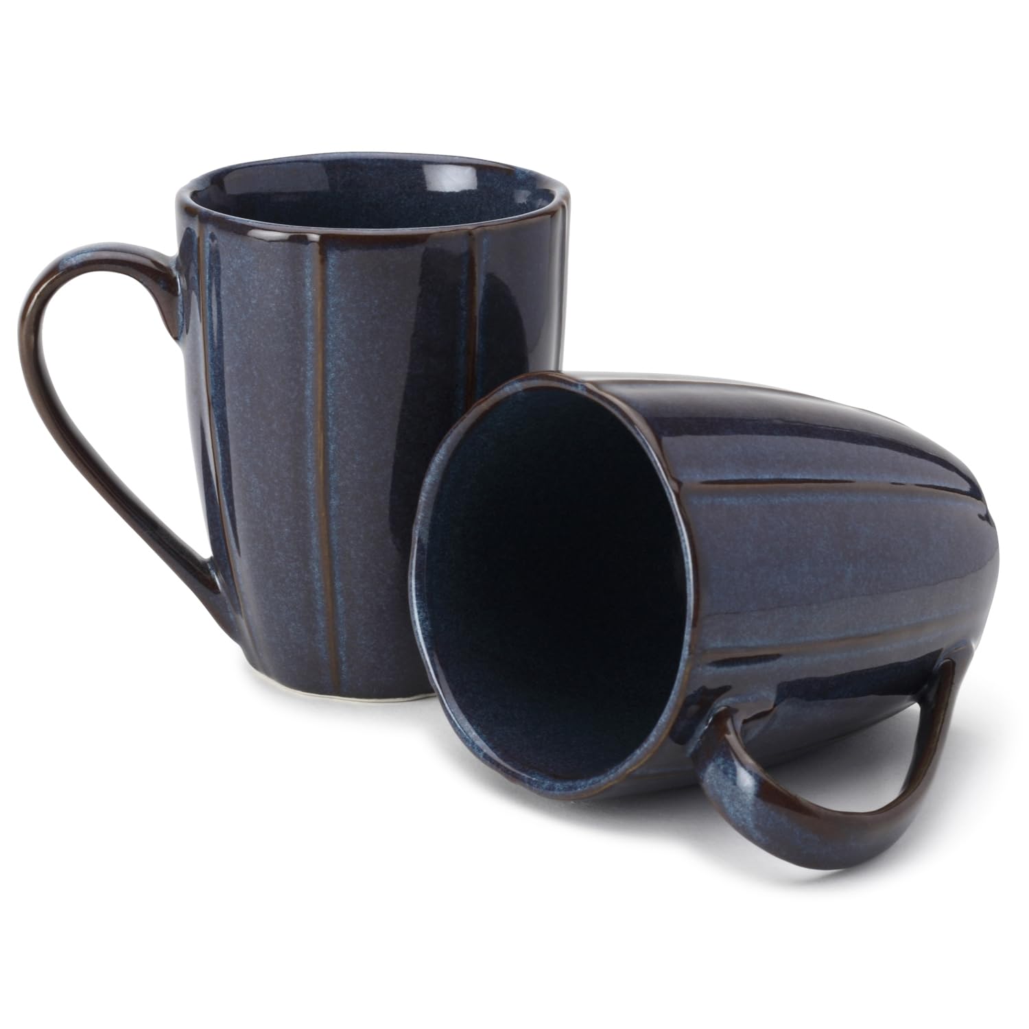 Bodhi House Fine Porcelain Tea and Coffee Large Mug - Set of 2, 300Ml Glossy Finish | Scratch Resistant and Dishwasher Safe | Ideal for Latte Hot Chocolate Cocoa and Milk - Denim Blue - 2 Cup