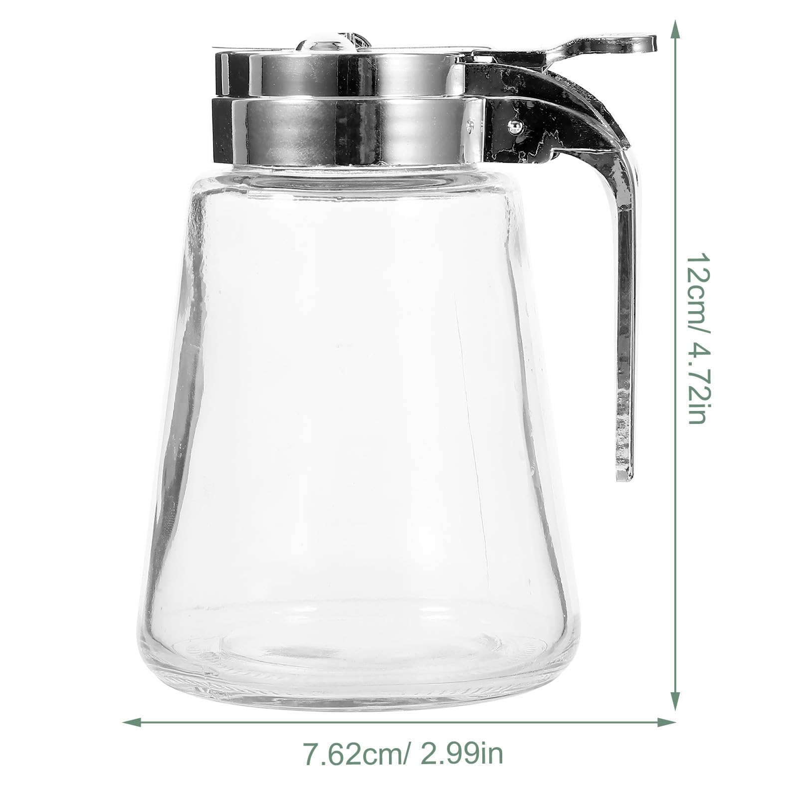 2 Stück Sirupspender aus Glas 300ml Tropffreier Honigspender und Zuckerdose mit Abs Deckel und Edelstahlverschluss für Kaffeebar und Pfannkuchensirup