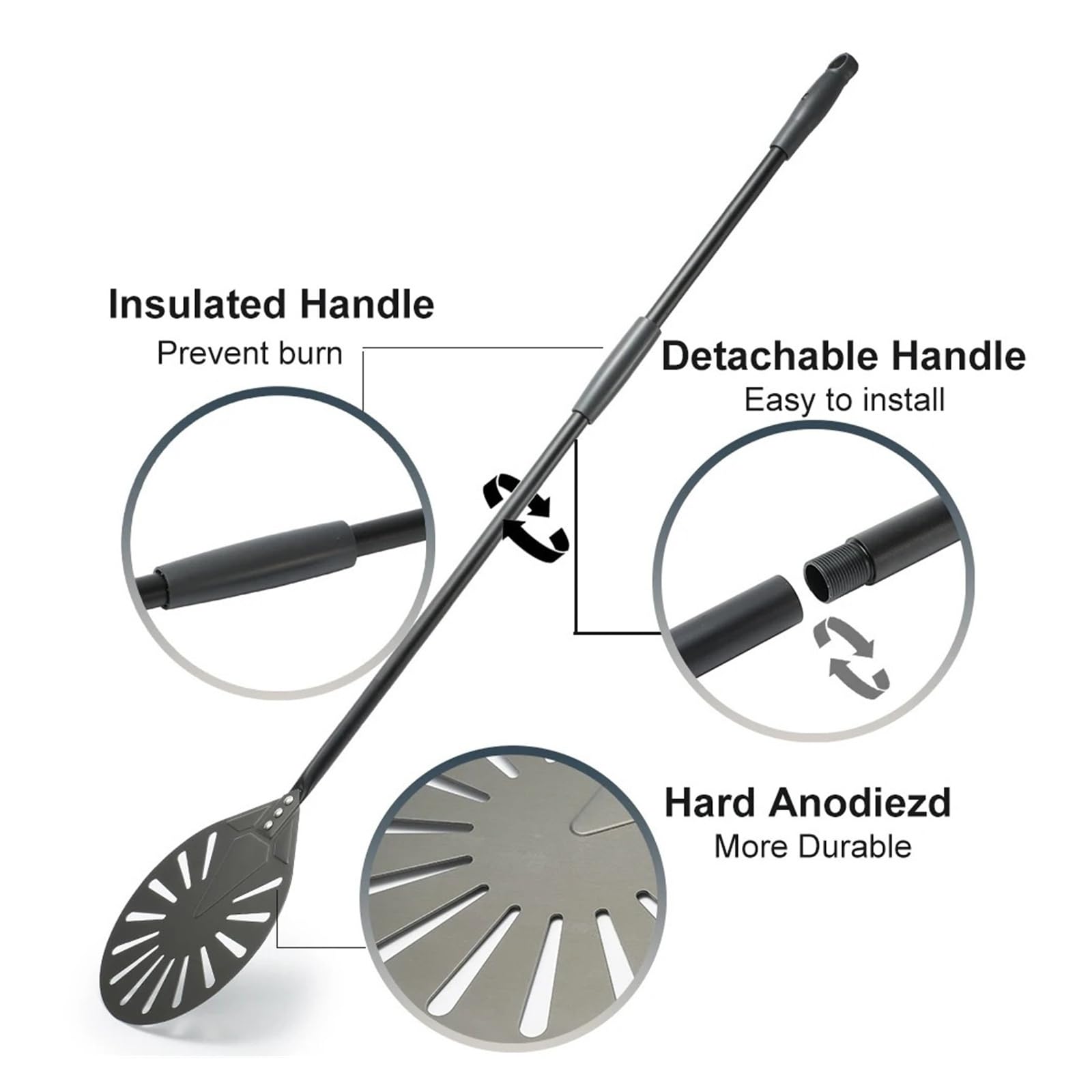 Generico Accessori For Pala Con Manico In Lega Di Alluminio Perforato Anodizzato Duro For Pizza Da 7/8/9 Pollici(8 inch SUS304)