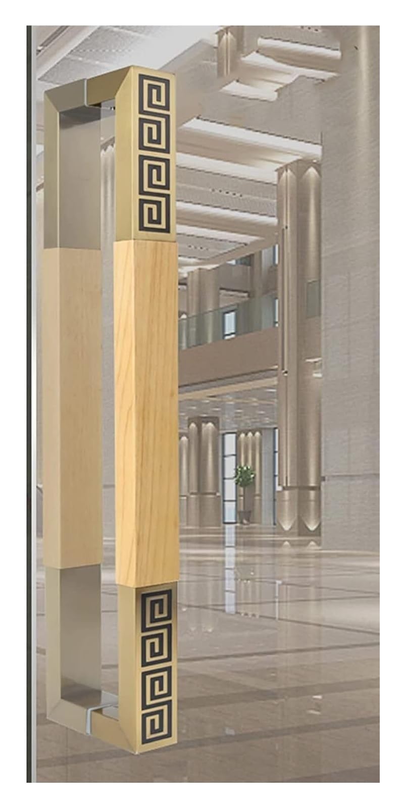 ADGCFKOP Shower Door Handle, Sliding Barn Door Handle Set,Two Side Interior Exterior Patio Entry Door Pull Bar Handle Glass Wood Door Handle Mounting Hardware Included(Natural,80cm/31.5in)