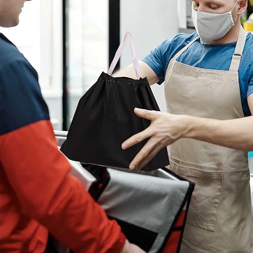 Miniatura 6 de 50 bolsas de plástico con asas, bolsas reutilizables a prueba de agua, bolsas para llevar, bolsas desechables para alimentos para negocios,