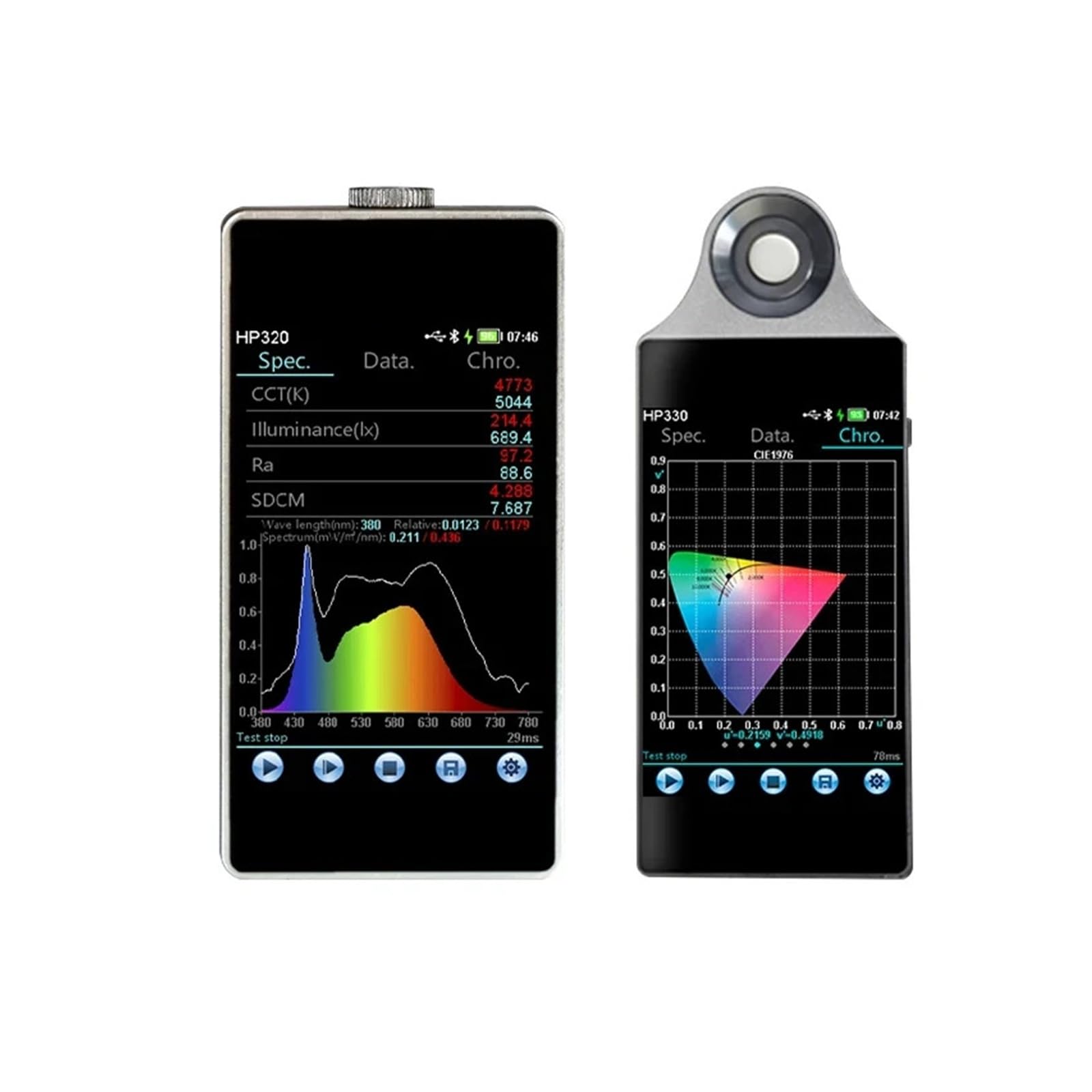 HP330 Spektrometer 380-780 nm Lichtfarbtemperaturmessgerät Laborspektrum-Analysegeräte for CCT CRI-Tests Einfaches Datenlesen(HP330)