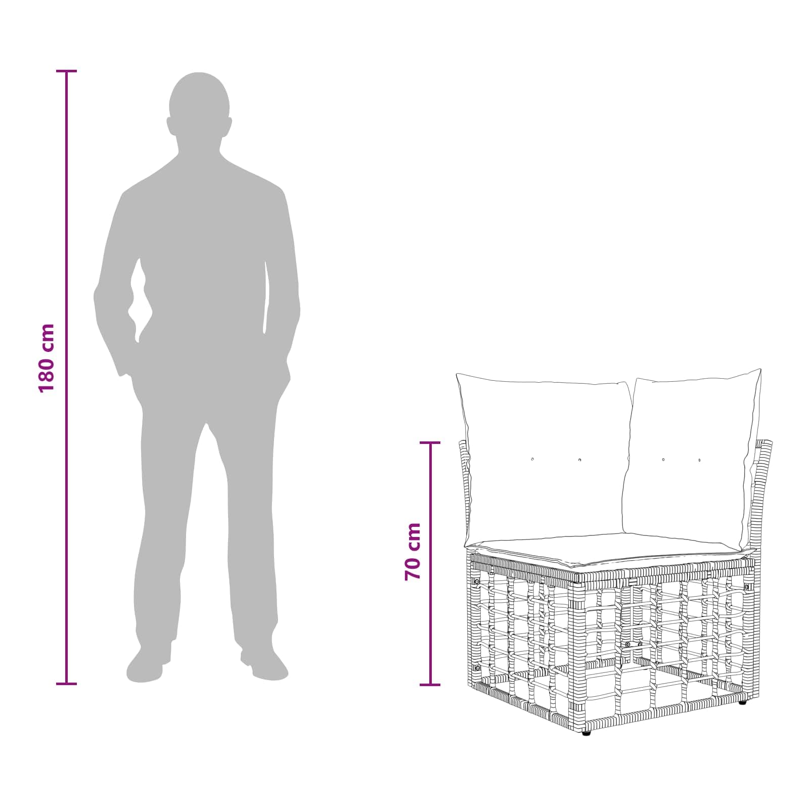 Set divano da esterno in polyrattan, 11 posti, colore naturale | Mobili da giardino modulari in rattan con poggiapiedi regolabili e cuscini per terrazza e giardino.