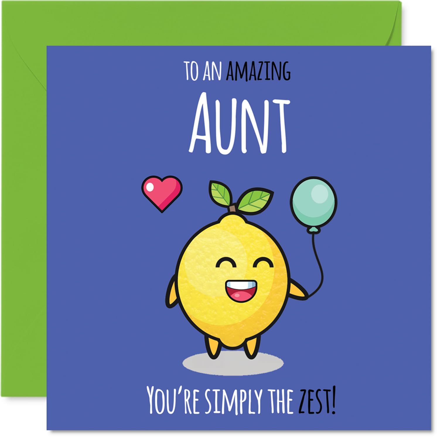 Aunt Birthday Card - Simply The Zest - Happy Birthday Card for Aunt from Nephew Niece, 145mm cute lemon Bday Greeting Cards