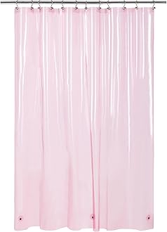 Barossa Design Extra Long Shower Curtain Liner with 3 Magnets, XL Size, Waterproof, PEVA, Lightweight, for Bathroom, PVC-Free, Metal Grommets, 72 x 84 Inch, Transparent Pink