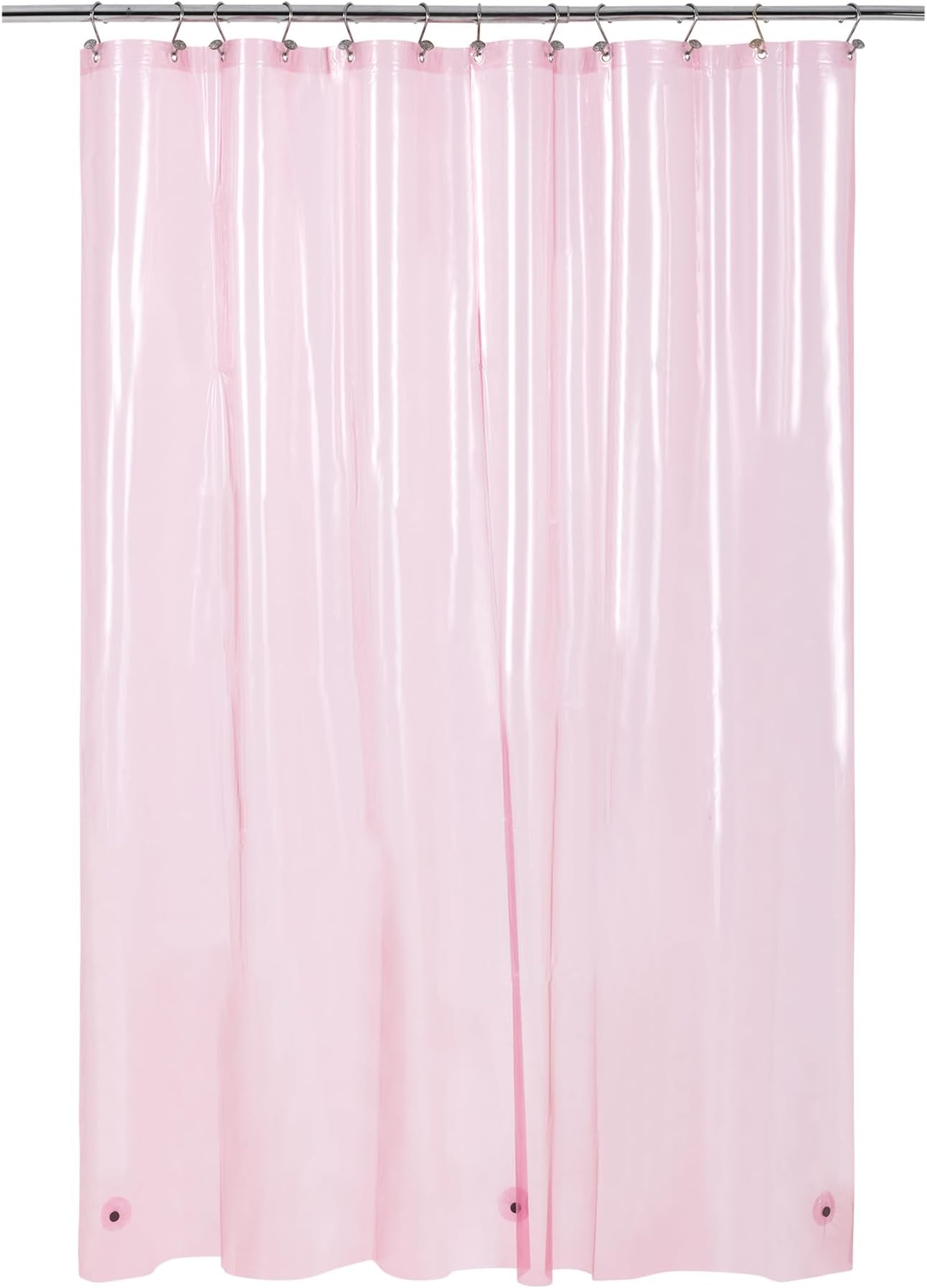 Barossa Design Extra Long Shower Curtain Liner with 3 Magnets, XL Size, Waterproof, PEVA, Lightweight, for Bathroom, PVC-Free, Metal Grommets, 72 x 84 Inch, Transparent Pink
