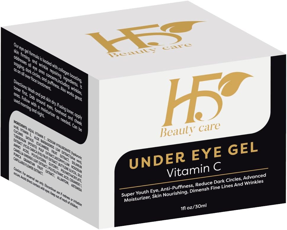 Vitamin C For Face'Eye/Eye Bags Treatment With Hyaluronic acid/Under Eye Gel Reduces Puffiness,Wrinkles; Fine Lines,Dark Circles Removal,Anti wrinkles,Dark Circle removal,Vitamin C Serum/Organic/1Oz