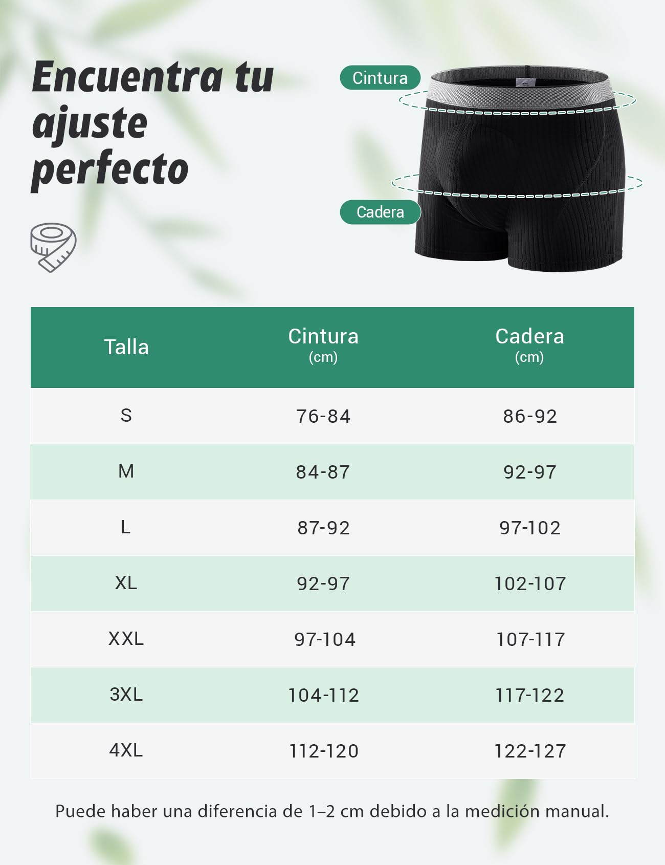 Carer Pack de 3 Boxers para Incontinencia Hombre Bambú 160 ml de Capacidad de Absorción Calzoncillos para incontinencia Lavable Reutilizable Transpirable Ropa Interior Antifugas Negro Talla 4XL